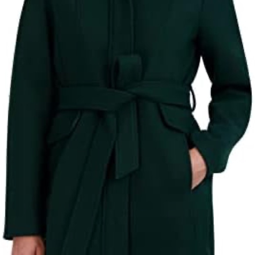 NWT Women’s Laundry by Shelli Segal Emerald Faux Wool Coat – Zip & Snap Front